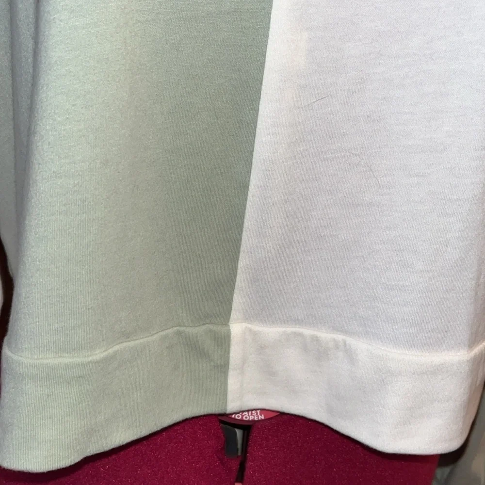 Hollister  Cropped Hoodie  color block Sage/ Cream  NWOT  Pull over  CUTE Size S
